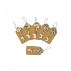 ABREBOTELLAS VINTAGE PLATA + TARJETA KRAFT