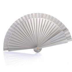ABANICO DE MADERA LISO PLATA