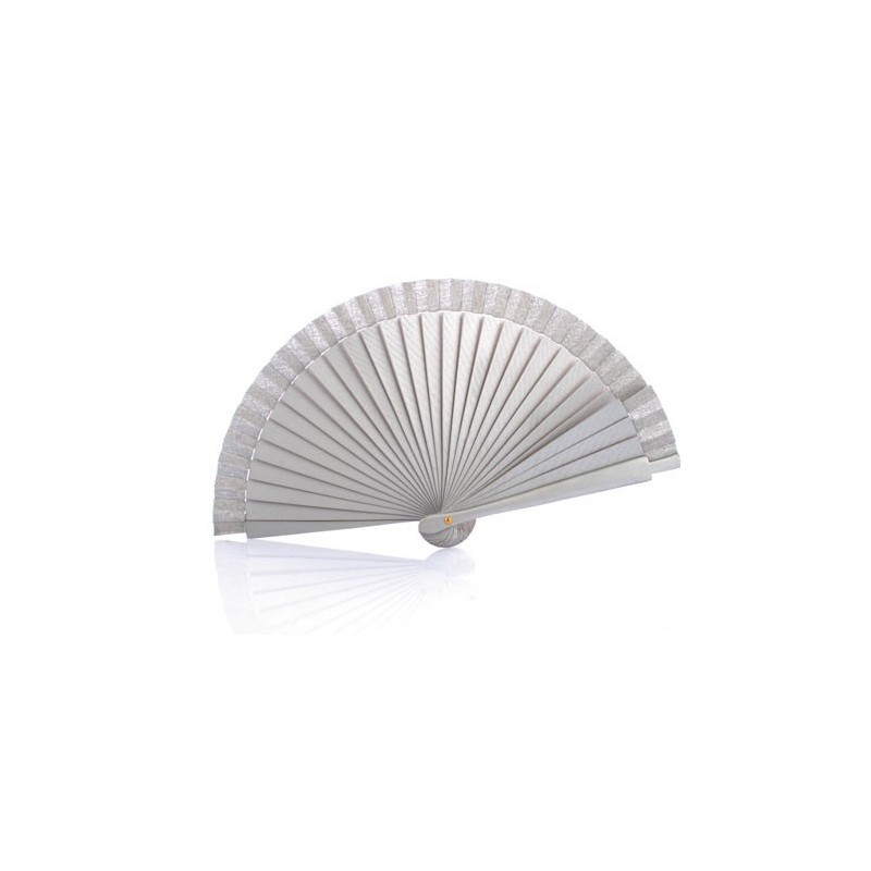 ABANICO DE MADERA LISO PLATA
