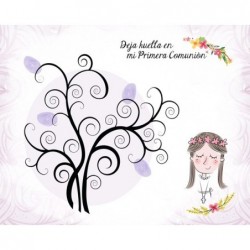 LIENZO ÁRBOLES DE HUELLAS PARA COMUNIONES NIÑA