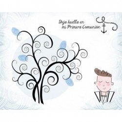 LIENZO ÁRBOLES DE HUELLAS PARA COMUNIONES NIÑO
