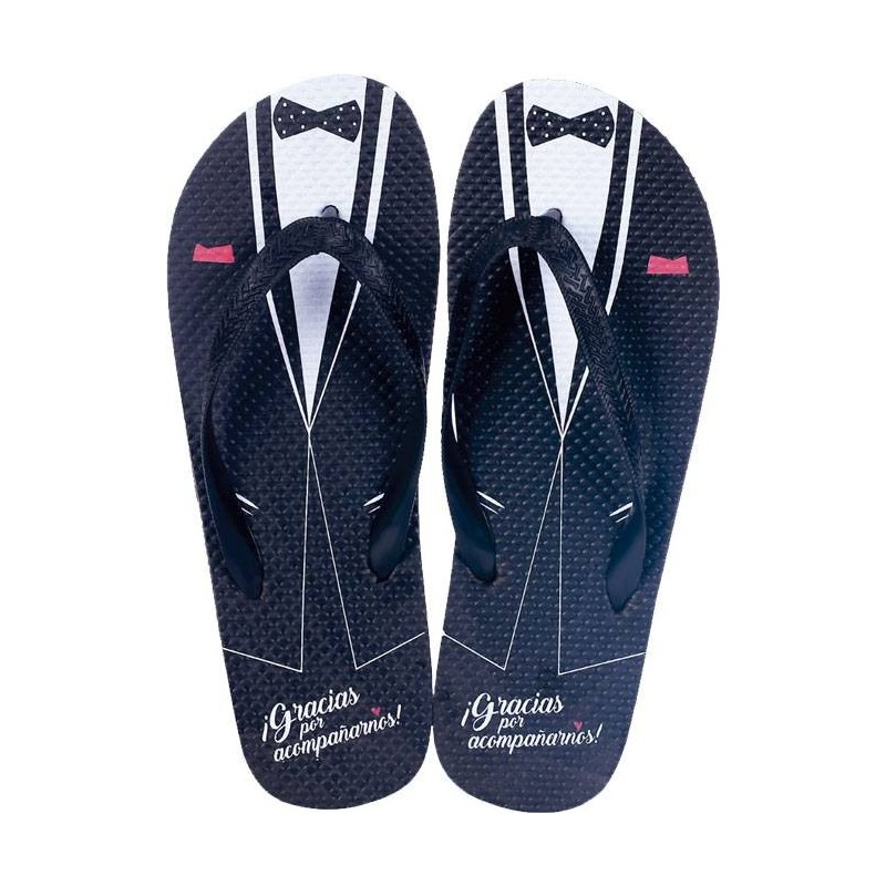 CHANCLAS NOVIO "GRACIAS POR ACOMPAÑARNOS"-Talla 42