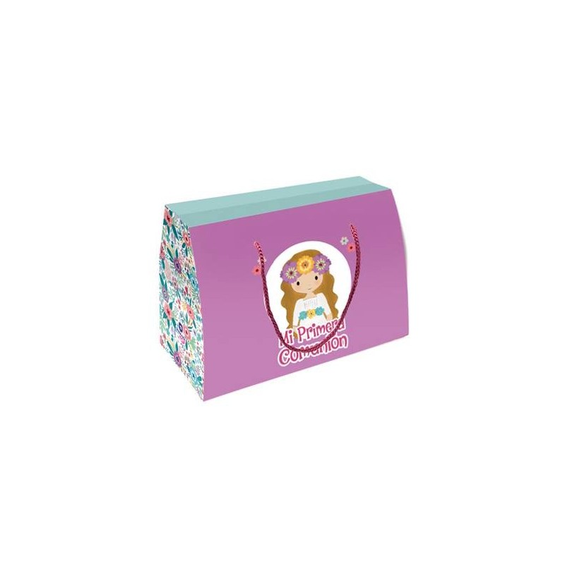 CAJA REGALO CARTÓN FLORES COMUNIÓN NIÑA