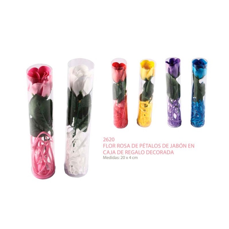FLOR ROSA DE PÉTALOS DE JABÓN EN CAJA DE REGALO