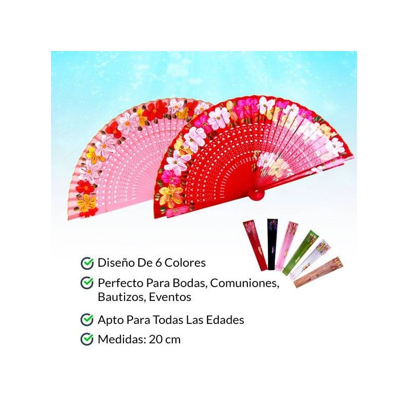 ABANICO DE MADERA "LOVELY" 23 CM