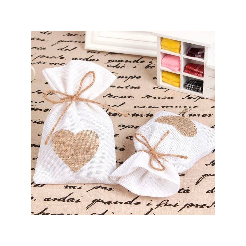 BOLSA TELA YUTE CORAZON Y LAZO