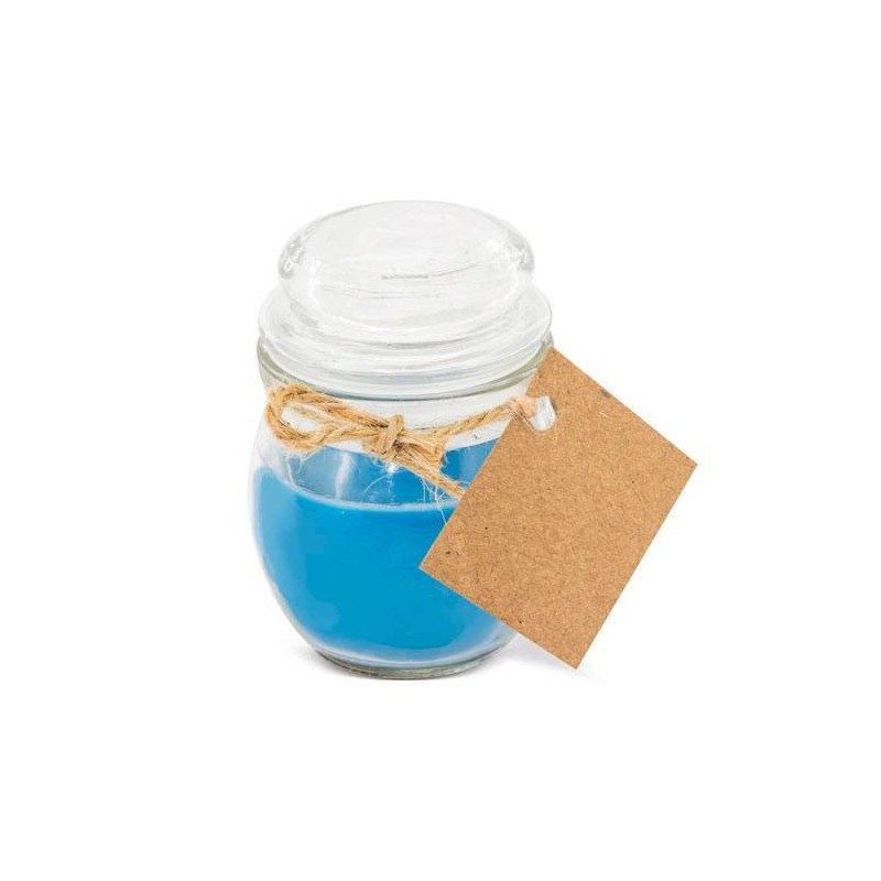 VELA AROMÁTICA AZUL EN TARRO DE CRISTAL