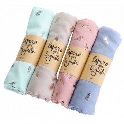 PAÑUELO PIÑAS Y FLAMENCOS CON PRESENTACIÓN KRAFT