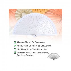 ABANICO BLANCO DE CORAZONES