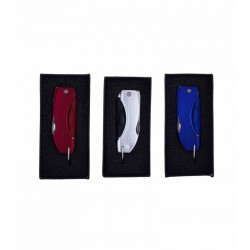 LLAVERO LINTERNA LED + BOLIGRAFO + NAVAJA EN CAJA