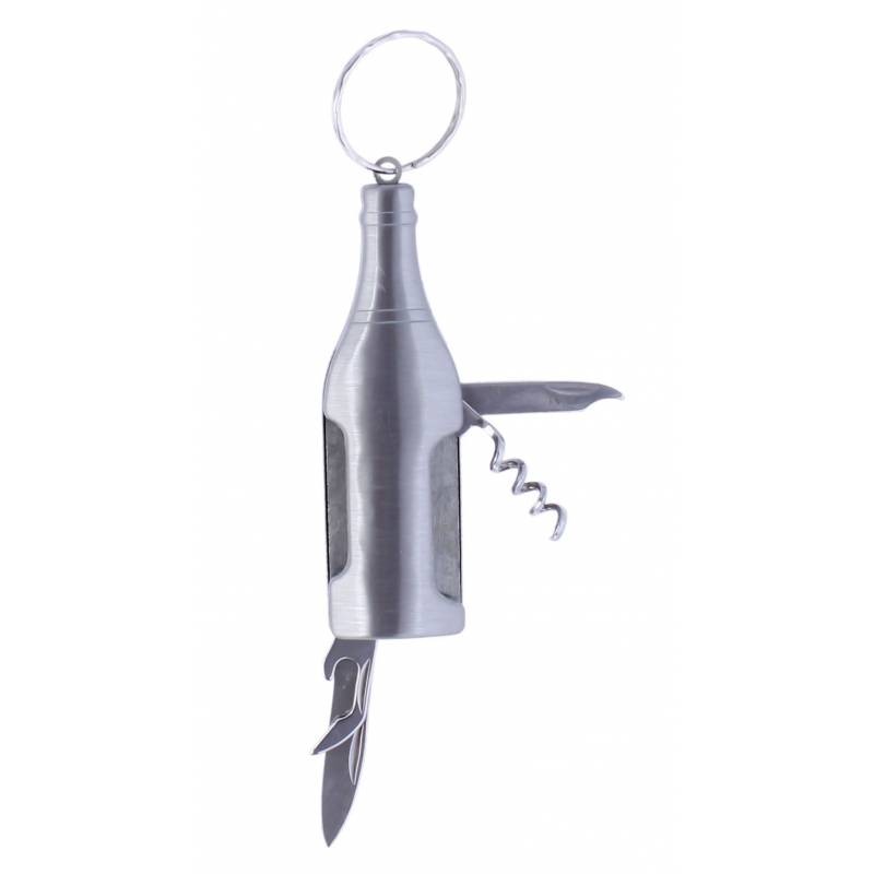 LLAVERO BOTELLA NAVAJA + MULTIUSOS EN CAJA PLATA