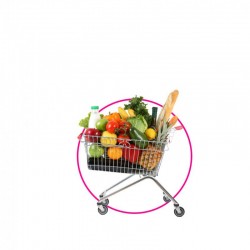 LLAVERO MONEDA CARRITO + SOPORTE MÓVIL EN CAJA