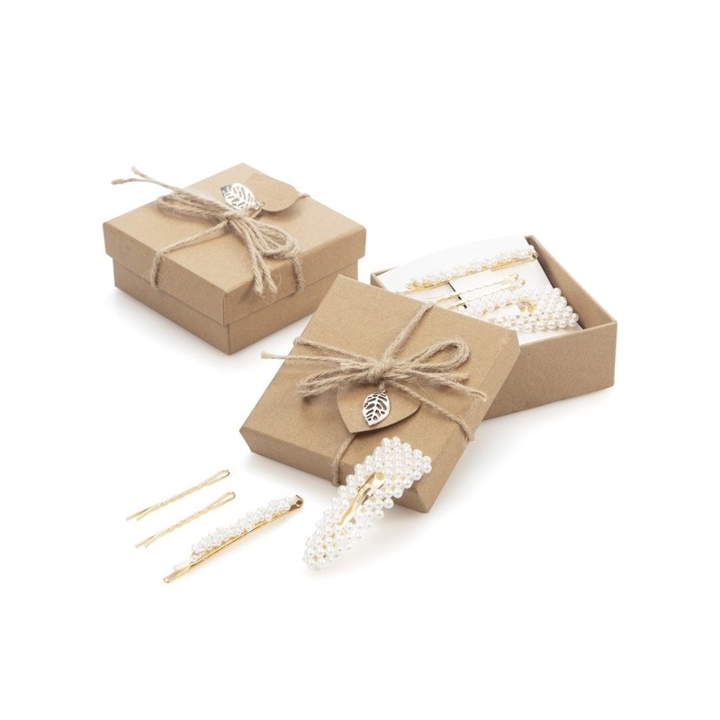SET PASADORES PERLAS EN CAJA DE REGALO