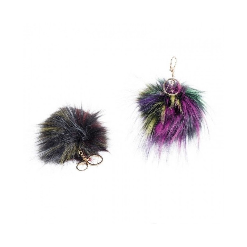 LLAVERO POMPÓM BICOLOR