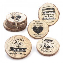 POSAVASOS MADERA TRONCO FRASES