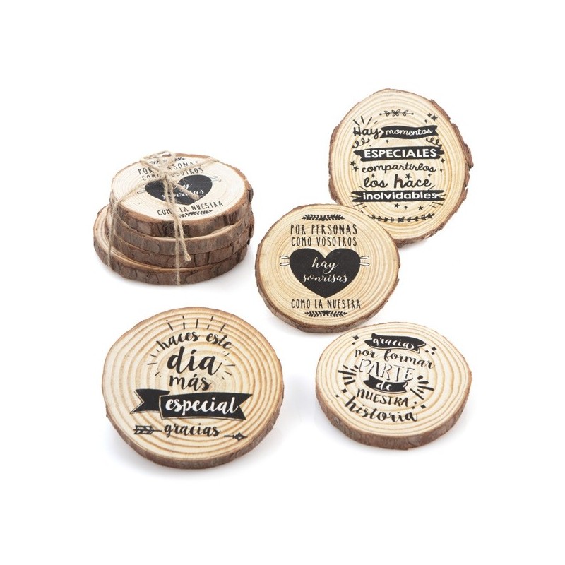 POSAVASOS MADERA TRONCO FRASES