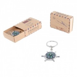 LLAVERO BRÚJULA EN CAJA POSTAL