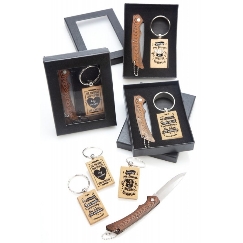 SET NAVAJA Y LLAVERO FRASES