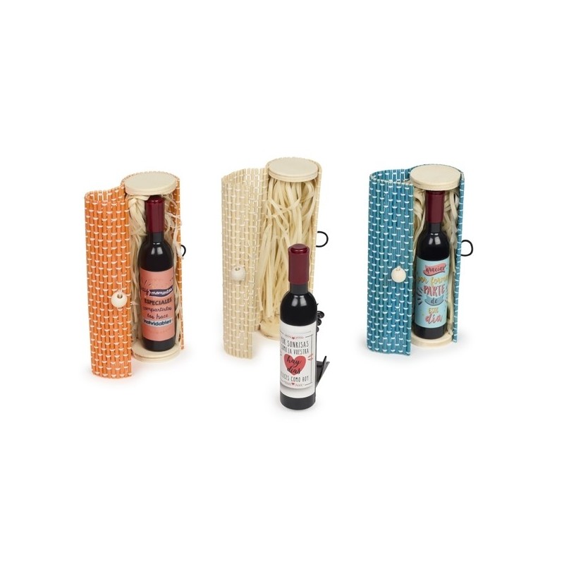 SACACORCHOS ABRIDOR EN CAJA BAMBÚ FRASES