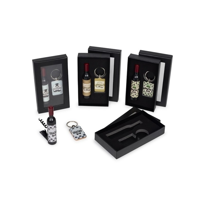 SET SACACORCHOS Y LLAVERO GRACIAS