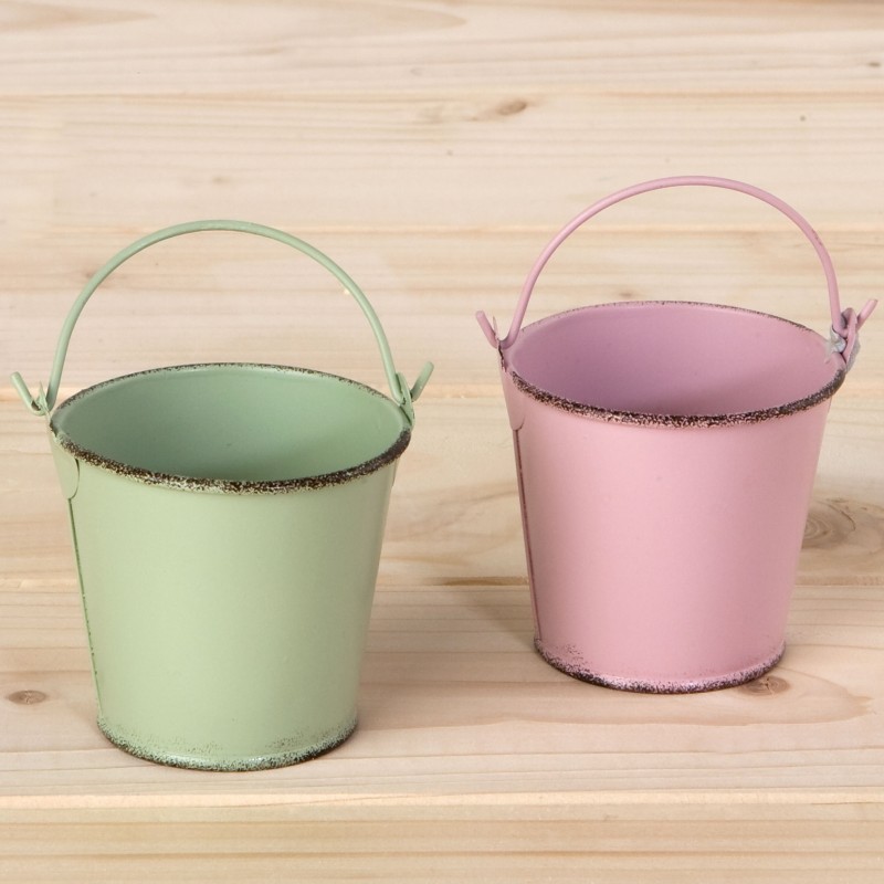 CUBO METÁLICO MALVA Y VERDE