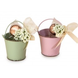 CUBO METÁLICO CON FLOR Y...