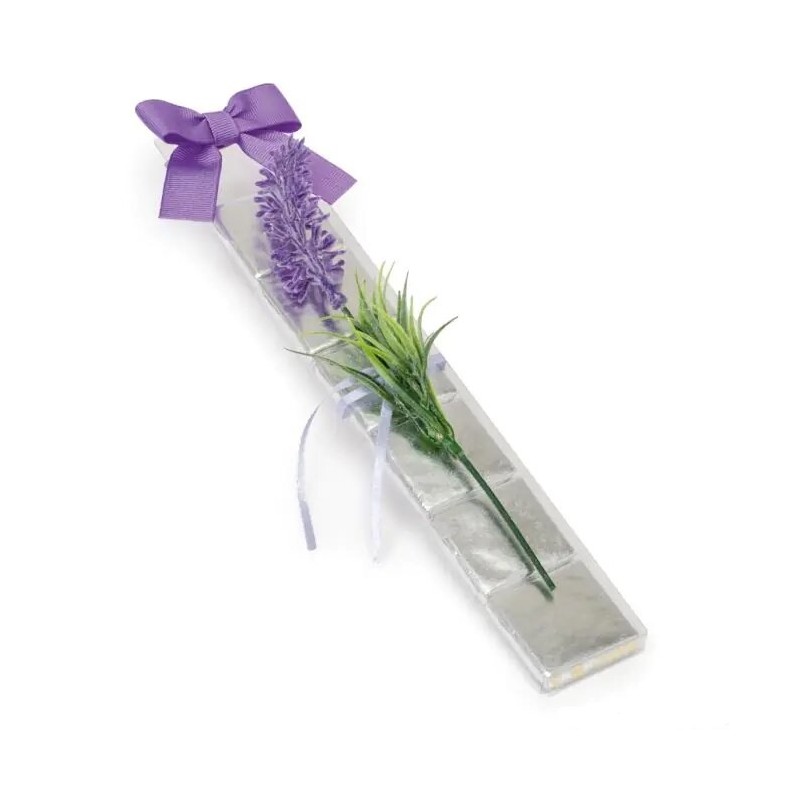 TIRA 6 CHOCOLATINAS DECORACIÓN FLOR LAVANDA