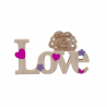 DECORACIÓN "LOVE" MADERA FLORES Y CORAZONES PERSONALIZADA