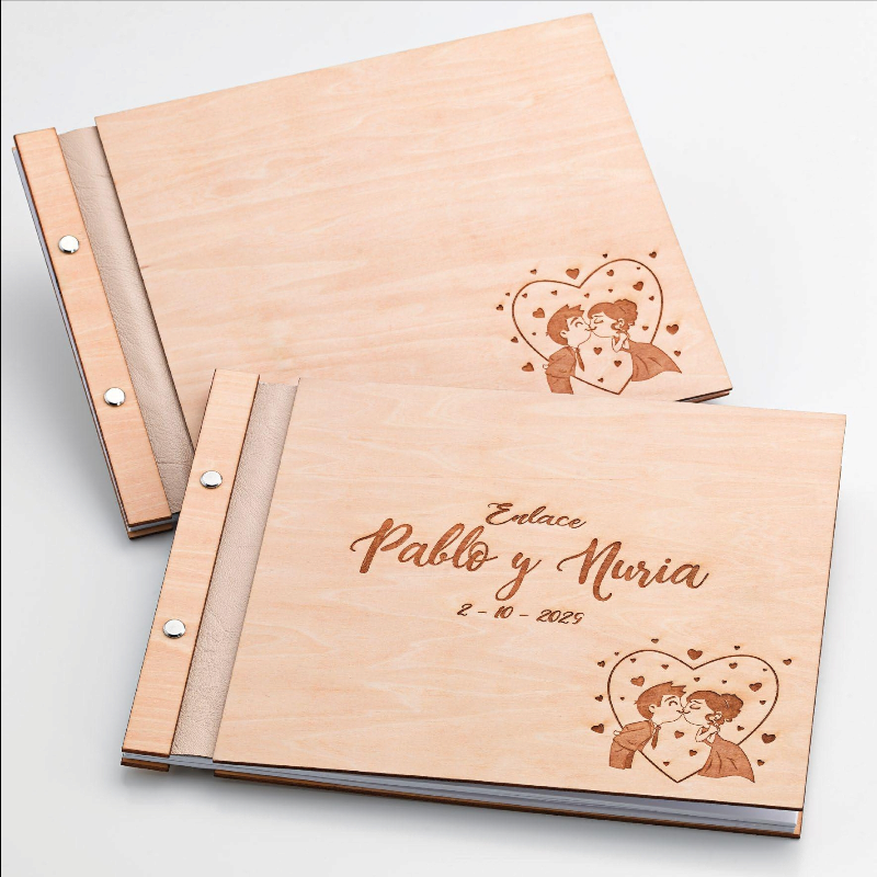 LIBRO DE FIRMAS TAPA MADERA NOVIOS