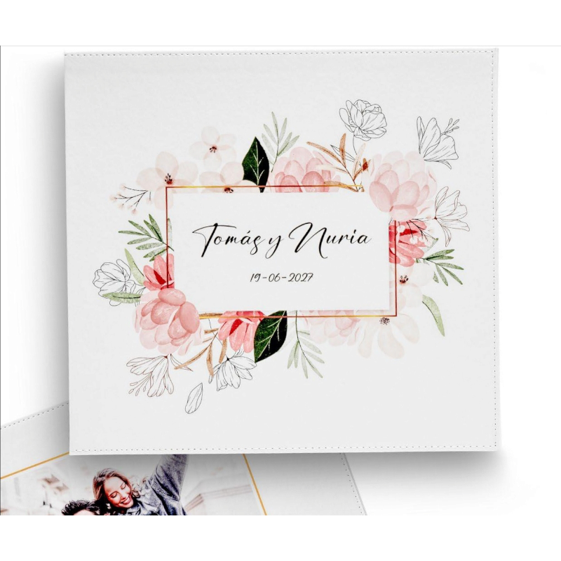 LIBRO DE FIRMAS BODA FLORES PERSONALIZADO NOMBRES Y FECHA