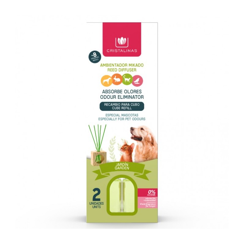 RECAMBIO MIKADO CRISTALINAS ABSORBE OLORES MASCOTAS 2X30ML. JARDÍN