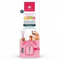 RECAMBIO MIKADO CRISTALINAS ABSORBE OLORES MASCOTAS 2X30ML. AROMA A LIMPIO