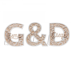 SET INICIALES MADERA CLARA...