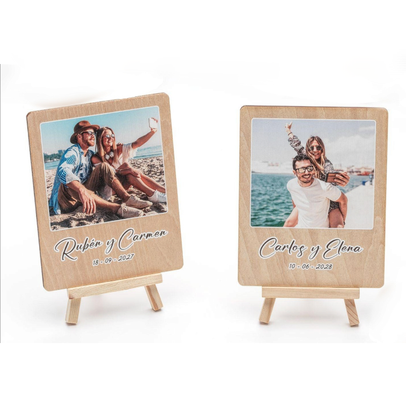 PORTAFOTOS CABALLETE MADERA PERSONALIZADO CON FOTO