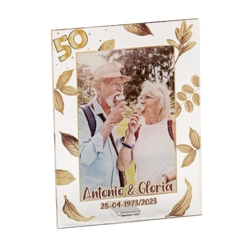 PORTAFOTOS METACRILATO 50 AÑOS PERSONALIZADO CON FOTO
