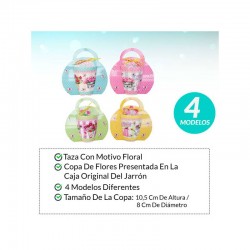 SET 12 TAZAS FLORES CON PRESENTACIÓN ORIGINAL