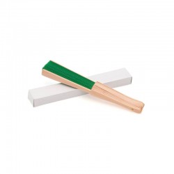 ABANICO DE TELA Y MADERA COLORES EN CAJA
