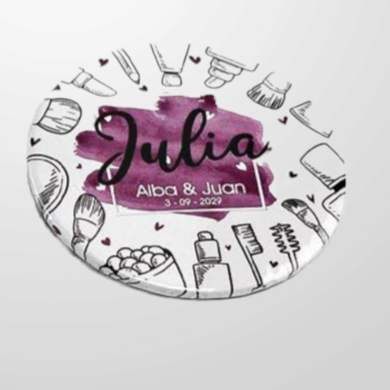 ESPEJO MAQUILLAJE PERSONALIZADO NOMBRE INVITADA MÁS NOVIOS Y FECHA
