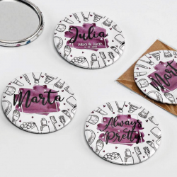 ESPEJO MAQUILLAJE PERSONALIZADO NOMBRE INVITADA MÁS NOVIOS Y FECHA