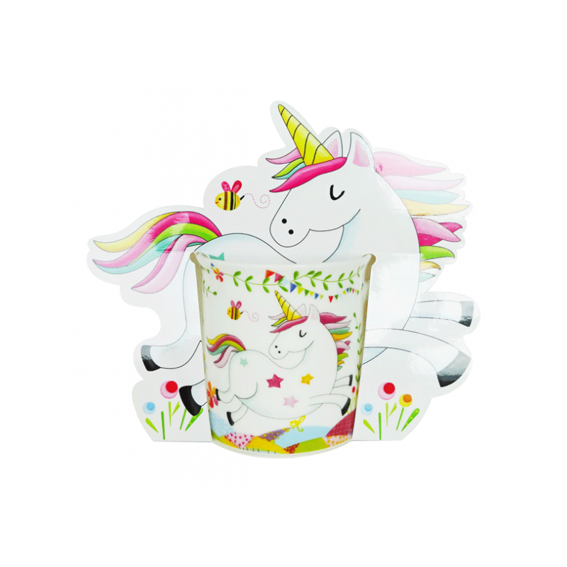 SET 12 TAZAS UNICORNIOS PRESENTADA EN BOLSA