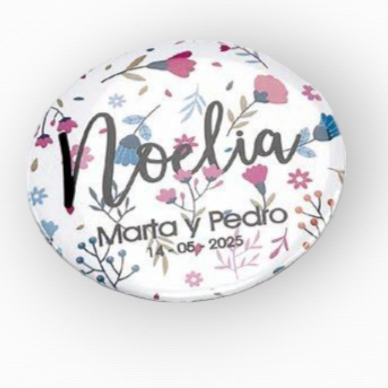 ESPEJO FLORECITAS PERSONALIZADO NOMBRE INVITADA MÁS NOVIOS Y FECHA