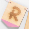 LETRA MADERA PARA GUIRNALDA NOMBRE PERSONALIZADO PINTADA ROSA