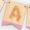 LETRA MADERA PARA GUIRNALDA NOMBRE PERSONALIZADO PINTADA ROSA