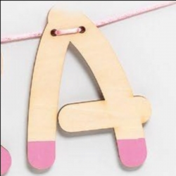 LETRA MADERA SILUETA PARA GUIRNALDA NOMBRE PERSONALIZADO PINTADA ROSA