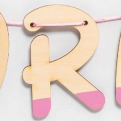 LETRA MADERA SILUETA PARA GUIRNALDA NOMBRE PERSONALIZADO PINTADA ROSA