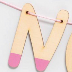LETRA MADERA SILUETA PARA GUIRNALDA NOMBRE PERSONALIZADO PINTADA ROSA