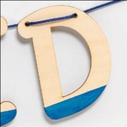 LETRA MADERA SILUETA PARA GUIRNALDA NOMBRE PERSONALIZADO PINTADA AZUL