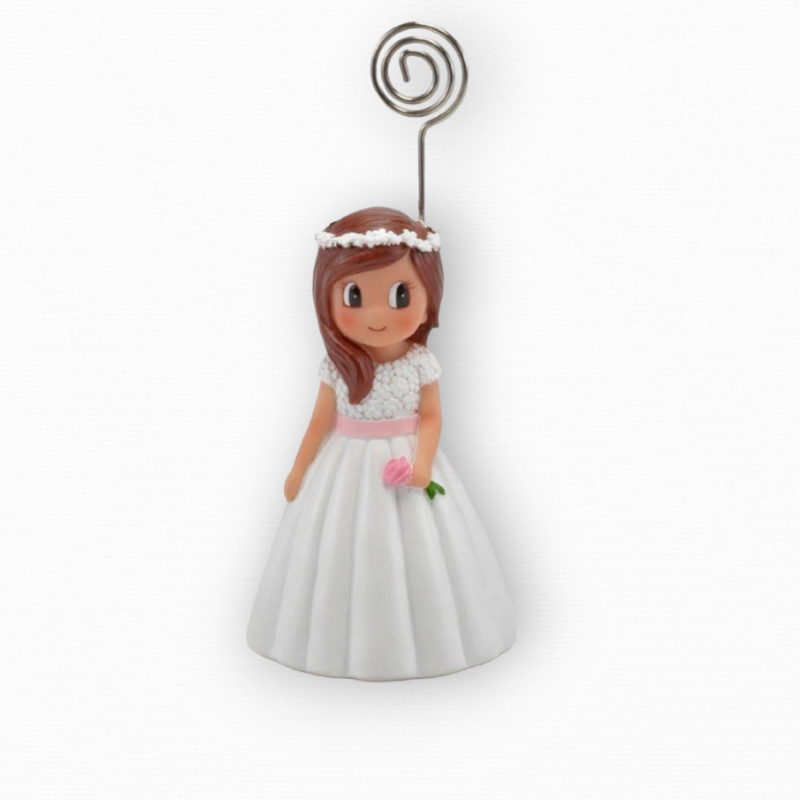 PINZA PARA TARJETAS NIÑA COMUNIÓN FLORECITAS