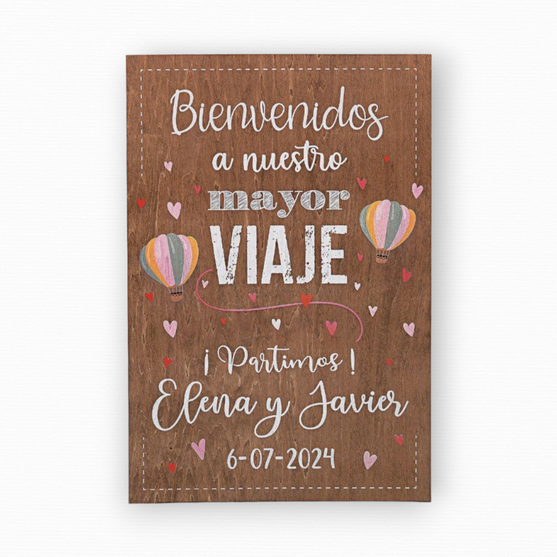CARTEL MADERA DECORACIÓN BODA BIENVENIDA PERSONALIZADO