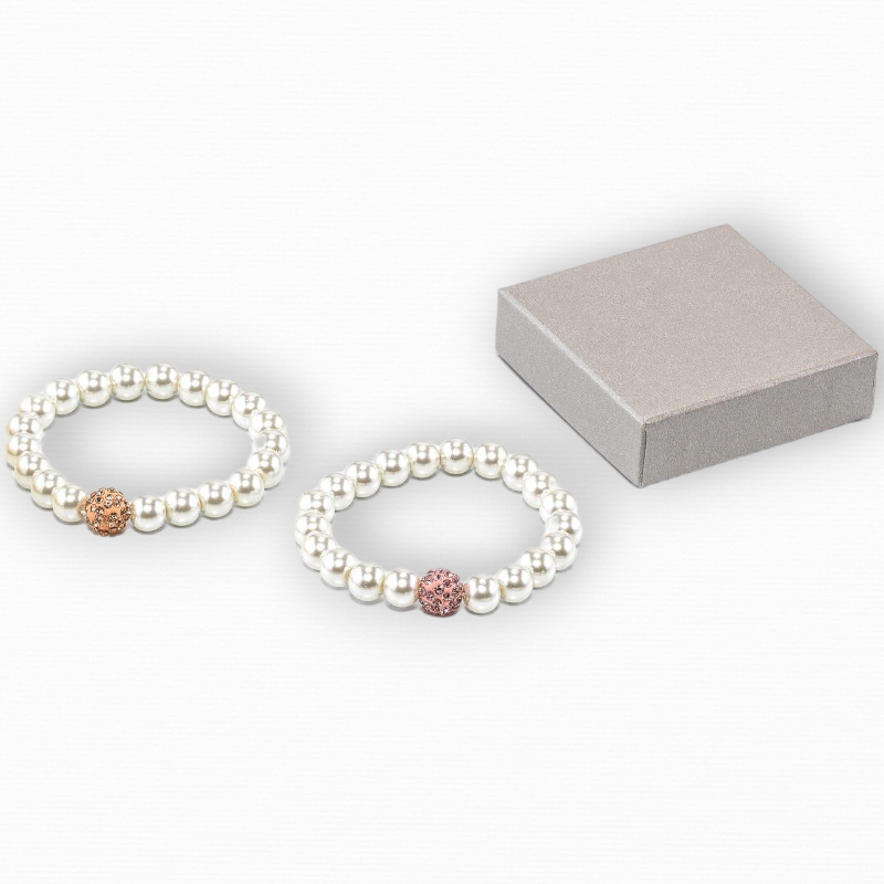 PULSERA PERLAS CRISTAL PIEDRA BRILLANTES EN CAJA